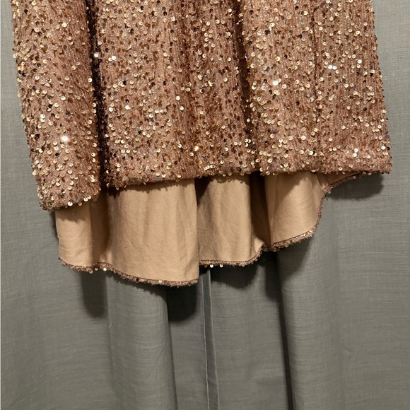 Elegant Rose Gold/Blush Sequin Off-Shoulder Dress - Picture 6 of 8